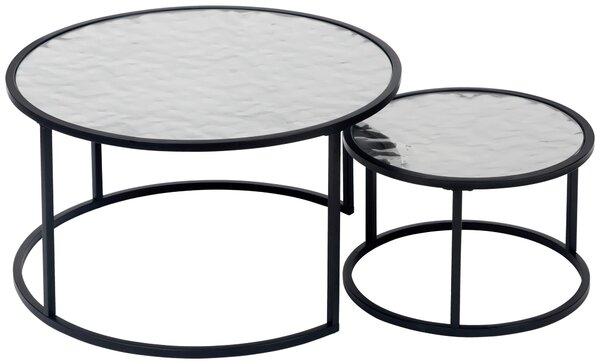 SADA KONFERENČNÝCH STOLÍKOV, čierna, strieborná, kov, sklo, kompozitné drevo, 80/44,5/80 cm MID.YOU - Stolíky do obývačky, Online Only