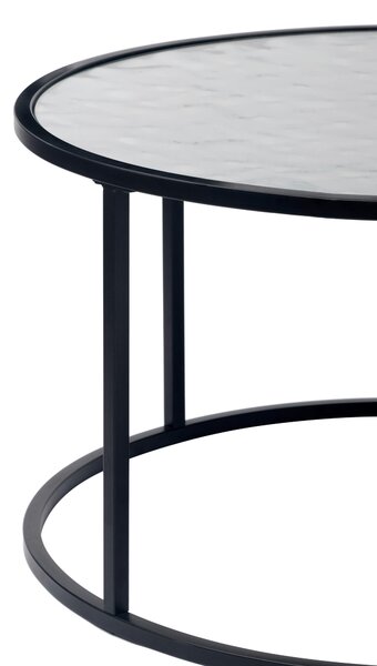 SADA KONFERENČNÝCH STOLÍKOV, čierna, strieborná, kov, sklo, kompozitné drevo, 80/44,5/80 cm MID.YOU - Stolíky do obývačky, Online Only