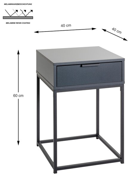 NOČNÝ STOLÍK, antracitová, 40/60/40 cm - Spálňové sety, Online Only