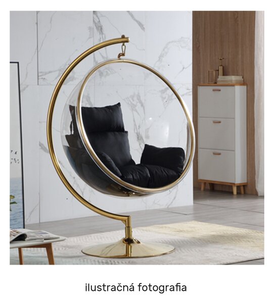 KONDELA Závesné kreslo so stojanom, transparentná/strieborná/sivá, BUBBLE NEW TYP 3