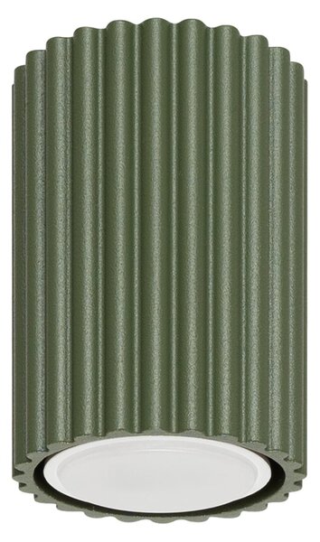 Stropné svietidlo Karbon, 1x olivovo zelené kovové tienidlo, (10 cm)