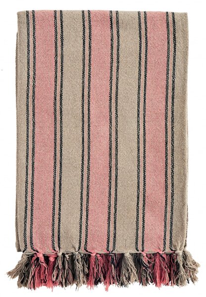 Prikrývka z recyklovanej bavlny Stripe Fringes 125 × 175 cm