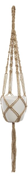 ZÁVESNÝ KERAMICKÝ KVETINÁČ JUTE 10,5X11,5 CM BIELA/HNEDÁ