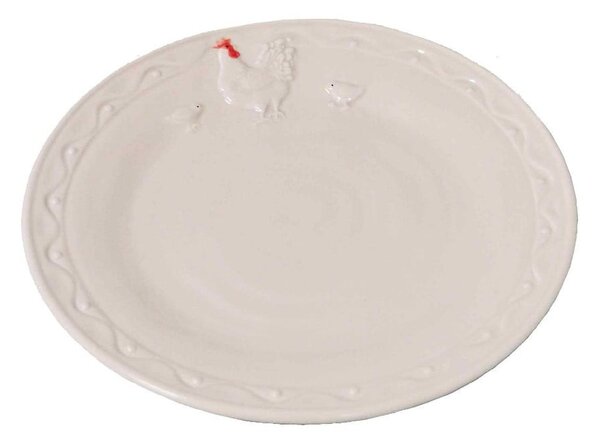 Biely keramický tanier Antic Line Hen, ⌀ 21 cm