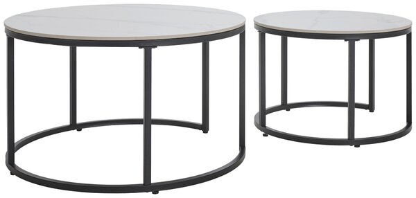 SADA KONFERENČNÝCH STOLÍKOV, čierna, biela, kov, keramika, 80/60/46/40/80/60 cm Livetastic - Stolíky do obývačky, Online Only
