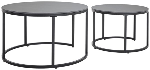 SADA KONFERENČNÝCH STOLÍKOV, čierna, kov, keramika, 80/60/46/40/80/60 cm Livetastic - Stolíky do obývačky, Online Only