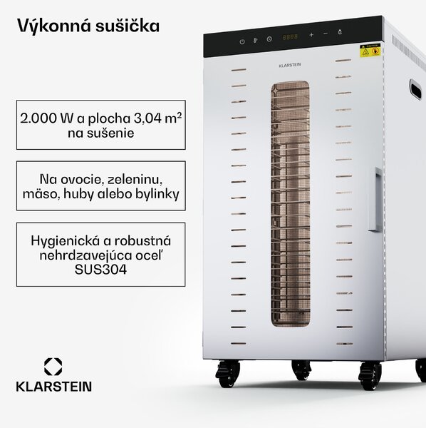 Klarstein MasterJerky 300 sušička, 2 000 W, 30 - 90 °C, 24h časovač, nehrdzavejúca oceľ