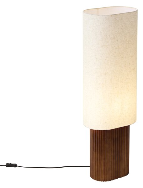 Japandi stojacia lampa z orechového dreva s látkovým tienidlom 90 cm - Lamel