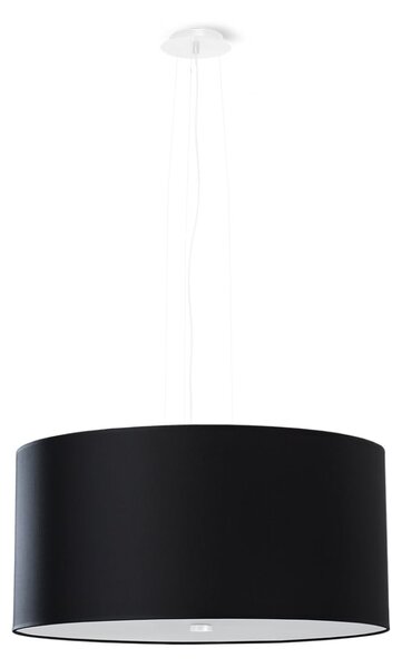 Závesné svietidlo Otto, 1x čierne textilné tienidlo, (biele sklo), (fi 50 cm)