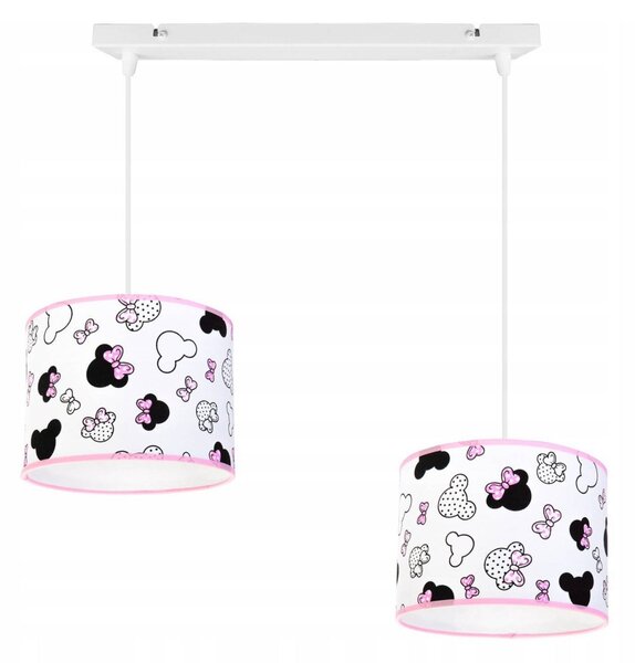 Detské závesné svietidlo Minnie, 2x textilné tienidlo so vzorom