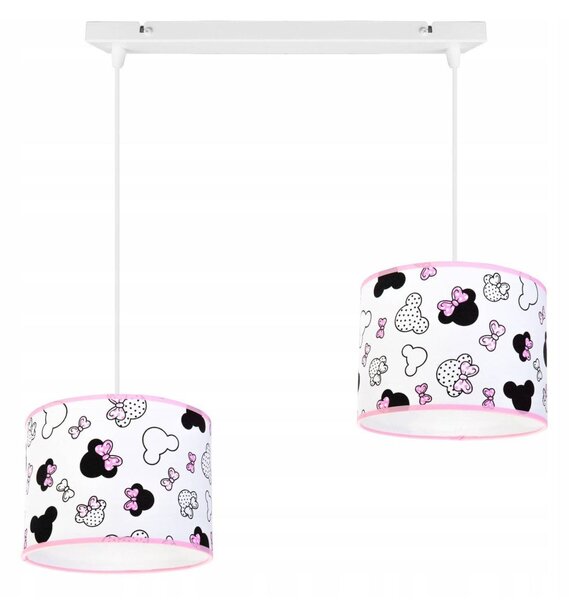Detské závesné svietidlo Minnie, 2x textilné tienidlo so vzorom