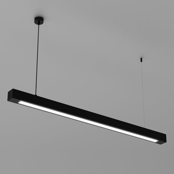 Závesné svietidlo Lungo, 1x čierne kovové tienidlo, (124 cm), b