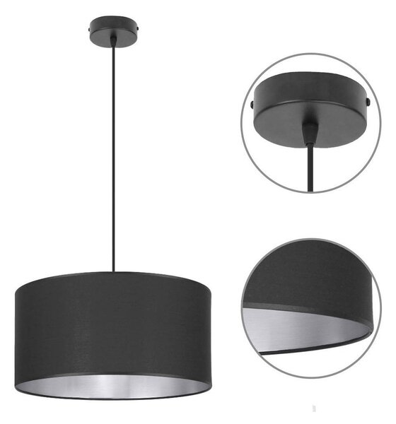 Závesné svietidlo Shade, 1x textilné tienidlo (výber z 2 farieb), (výber z 3 farieb konštrukcie), (fi 40cm), ch