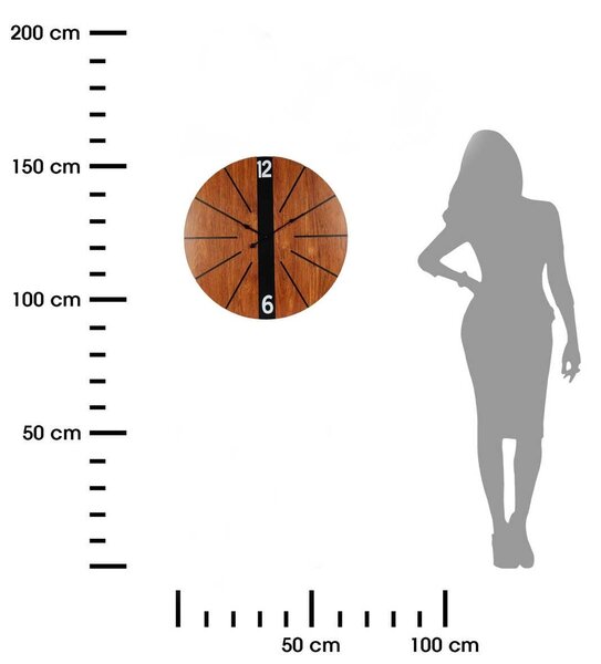 Nástenné hodiny Wooden, čierna/hnedá