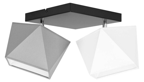 Stropné svietidlo Diamond, 2x biele textilné tienidlo, biela konštrukcia (možnosť polohovania)