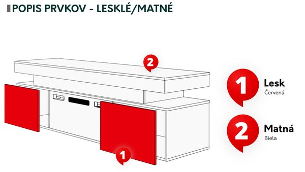 Mirjan24 TV skrinka s krbom Lestirola EF 2D 190, Farba: čierna / čierny lesk 5903211305771