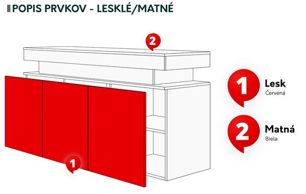 Mirjan24 Skrinka s LED osvetlením Lestirola 3D 160, Farba: biela / biely lesk 5903211283840