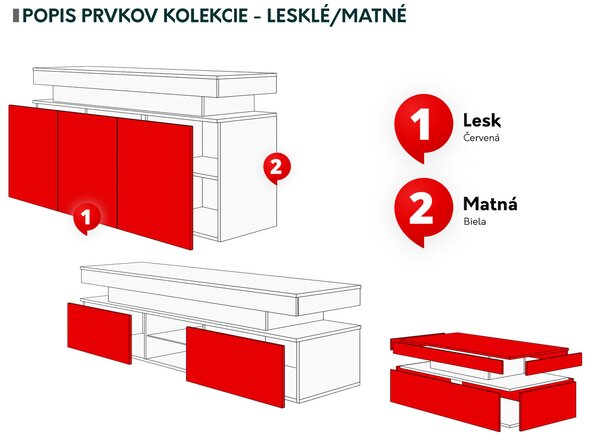 Mirjan24 Obývacia stena Lestirola I, Farba: biela / biely lesk 5903211305016