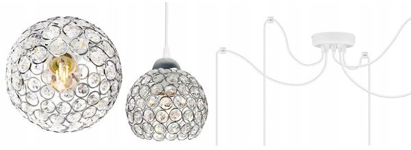 Závesné svietidlo Crystal Spider, 5x strieborné krištáľové tienidlo, (chrómové uchytenie), w