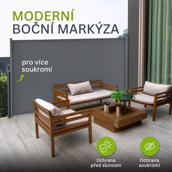 Výsuvná bočná zástena, 300 x 180 cm, tmavosivá