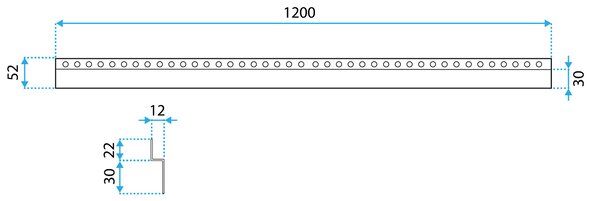 Rea Rea, dekoračná soklová predná lišta 120cm, čierna matná, REA-K4308