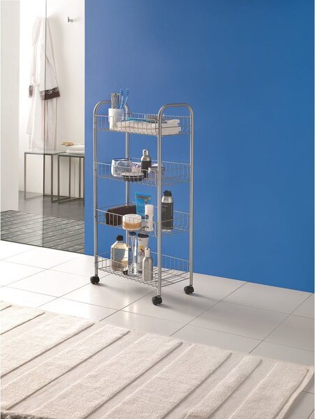 Kovový pojazdný regál v striebornej farbe 41x84 cm Ascona – Metaltex