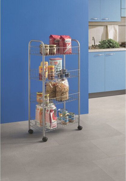 Kovový pojazdný regál v striebornej farbe 41x84 cm Ascona – Metaltex