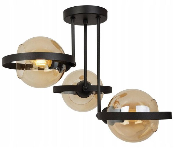 Stropné svietidlo Haga Ring, 3x medové sklenené tienidlo (výber z 3 farieb uchytenia)