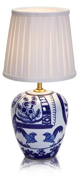 Modro-biela stolová lampa Markslöjd Goteborg, výška 33 cm