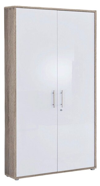 SKRINKA NA DOKUMENTY, dub sonoma, biela s vysokým leskom, 84,4/185,6/33 cm MID.YOU - Online Only kancelárie, Online Only