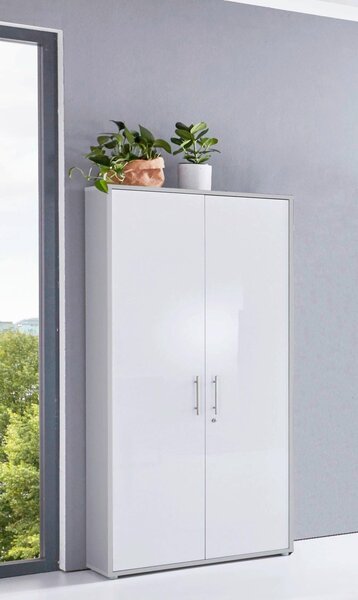 SKRINKA NA DOKUMENTY, sivá, biela s vysokým leskom, 84,4/185,6/33 cm MID.YOU - Online Only kancelárie, Online Only