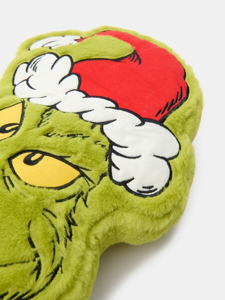 Sinsay - Kožušinový dekoračný vankúš s vianočným motívom Grinch - žlto-zelená