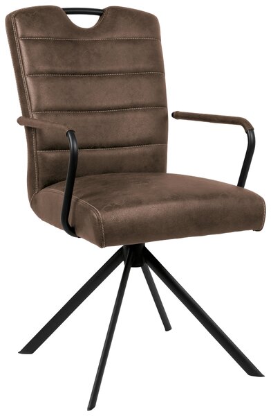 STOLIČKA S PODRÚČKAMI, mikrovlákno, hnedá, čierna Ambia Home - Stoličky, Online Only