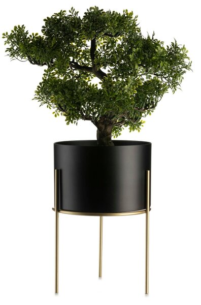 KOVOVÝ KVETINÁČ SO STOJANOM LOFT 22X18 CM ČIERNA/ZLATÁ