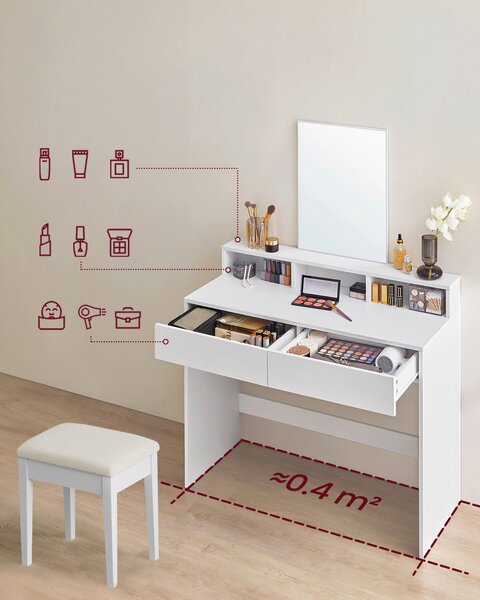 TOALETNÝ STOLÍK, biela, 100/140/40 cm Boxxx - Online Only drobný nábytok, Online Only
