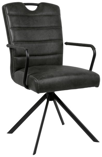 STOLIČKA S PODRÚČKAMI, mikrovlákno, čierna Ambia Home - Stoličky, Online Only