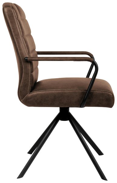 STOLIČKA S PODRÚČKAMI, mikrovlákno, hnedá, čierna Ambia Home - Stoličky, Online Only