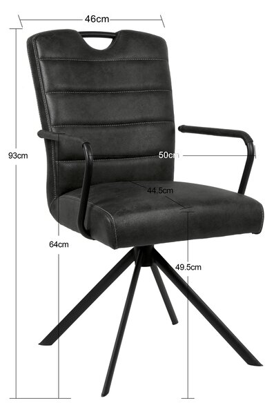 STOLIČKA S PODRÚČKAMI, mikrovlákno, čierna Ambia Home - Stoličky, Online Only