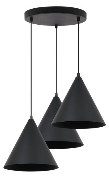 Závesné svietidlo Soho, 3x čierne kovové tienidlo, (fi 25cm), o
