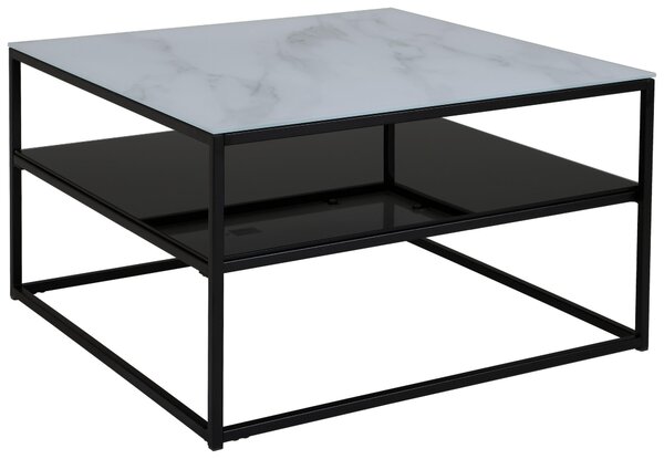 KONFERENČNÝ STOLÍK, čierna, biela, kov, sklo, 75/75/43 cm Livetastic - Stolíky do obývačky, Online Only