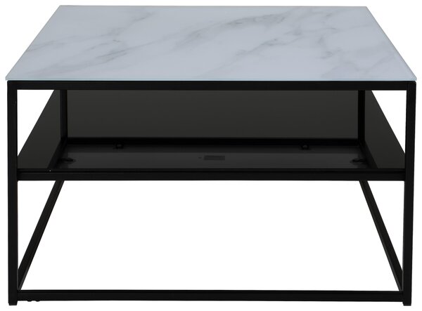 KONFERENČNÝ STOLÍK, čierna, biela, kov, sklo, 75/75/43 cm Livetastic - Stolíky do obývačky, Online Only