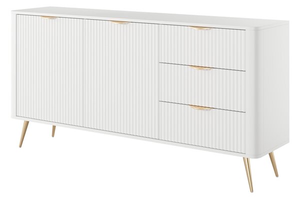 Komoda: 3 zásuvky, 2 dvierka, biela, 163 cm, 2 x 38 x 81 cm