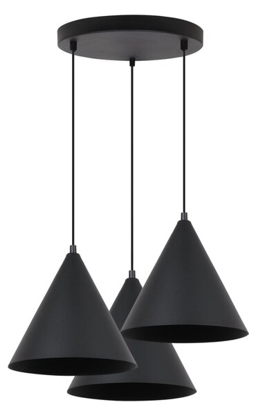 Závesné svietidlo Soho, 3x čierne kovové tienidlo, (fi 25cm), o