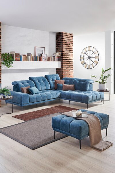 ROHOVÁ SEDAČKA, textil, modrá Stylife - Sedačky