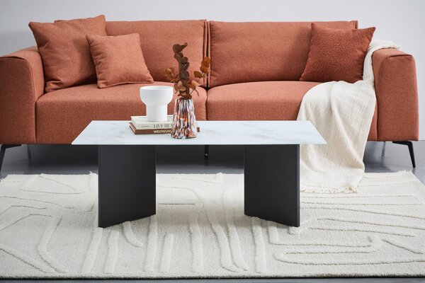 KONFERENČNÝ STOLÍK, čierna, biela, kov, sklo, 110/60/40 cm Livetastic - Stolíky do obývačky, Online Only