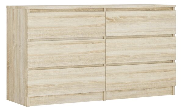 Komoda so 6 zásuvkami, farba: dub Sonoma, 138 x 78 x 39 cm