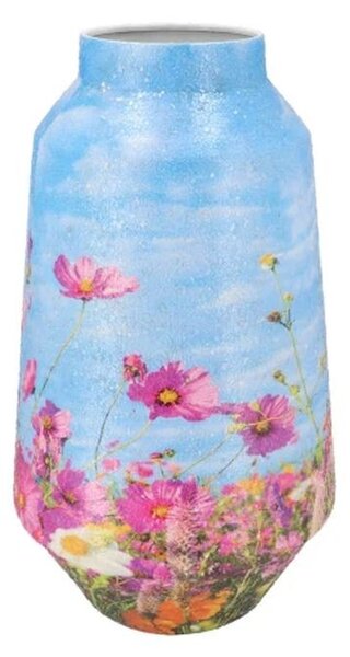 Modrá kovová veľká váza s kvetmi Jullie Jolly blue L - 20*20*39 cm - daan kromhout