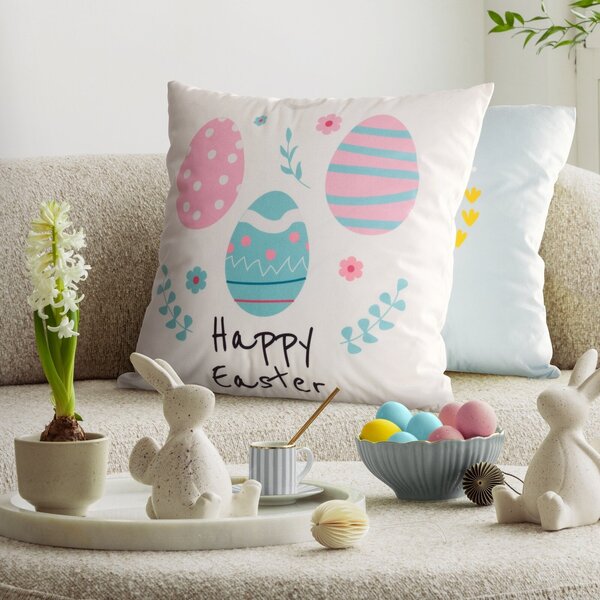 VEĽKONOČNÁ DEKORAČNÁ OBLIEČKA NA VANKÚŠ EASTER8 45X45 CM VZOROVANÁ