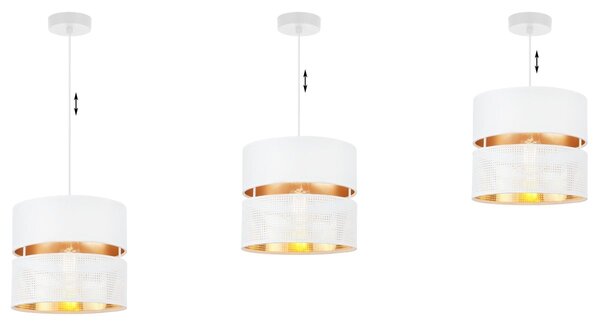Závesné svietidlo Asti, 1x PVC/biele textilné tienidlo, (fi 20cm), g, w