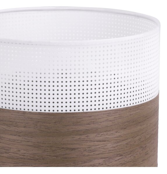 Závesné svietidlo Wood, 1x hnedá orechová dýha/biele PVC tienidlo, (fi 20cm)